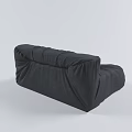 Black Fabric Double Sofa With Modern Minimalist Pleated Design 3d model
