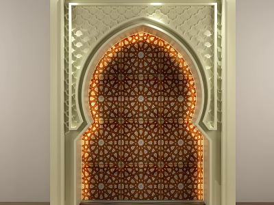 Decorative Archway With Intricate Geometric Patterns And Illuminated Traditional Islamic Inspired Design 3d model