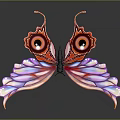Artistic Decorative Butterfly Featuring Gradient Pink Purple Blue Wings Orange Edges Red Black Eye Patterns
