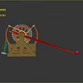 Ancient Mechanical Catapult Weapon With Orange Gear And Long Arm Structure 3d model