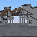 Traditional Chinese Entrance Gate With Symmetric Structure White Walls And Black Roofs