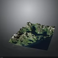 Detailed 3D Topographic Model Featuring Mountains And Lakes On Deep Blue Background