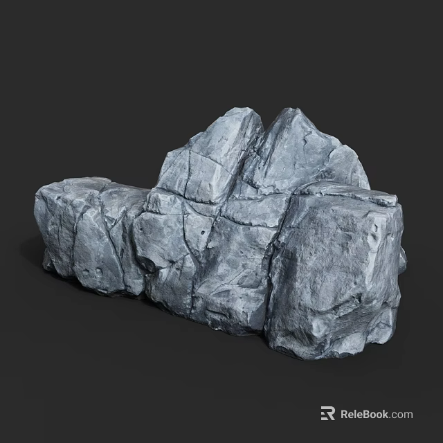 Natural Gray Rock Formation With Cracked Surface And Rough Textured Structure In Nature 3d model 