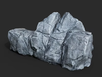 Natural Gray Rock Formation With Cracked Surface And Rough Textured Structure In Nature 3d model