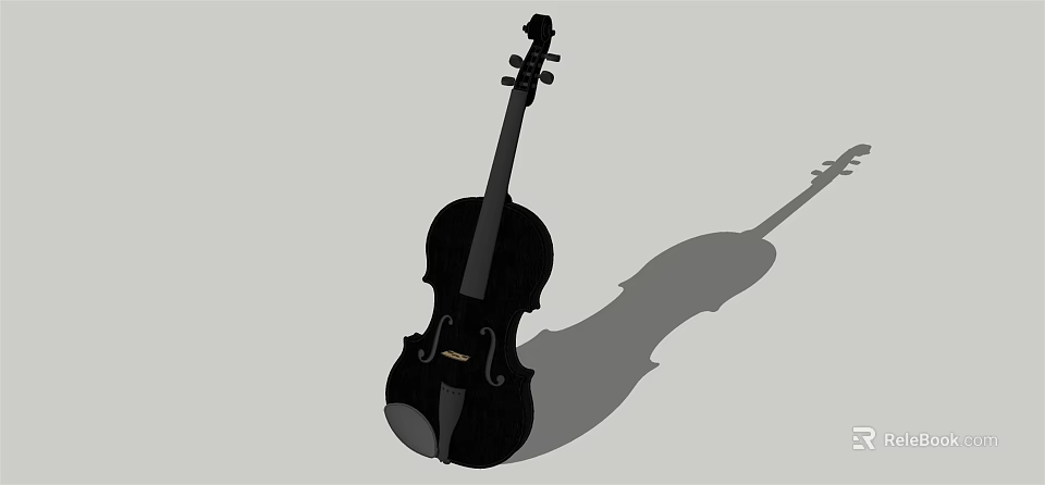 Black Violin Musical Instrument With Long Shadow And Artistic Design 3d model 
