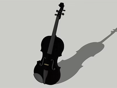 Black Violin Musical Instrument With Long Shadow And Artistic Design 3d model