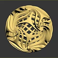 Golden Hollow Sphere With Intricate Flowing Patterns On Dark Background And Reflection 3d model