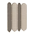 Modern Four Panel Room Divider With Grid Design And Metal Frame 3d model