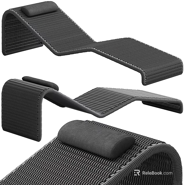 Ergonomic Woven Lounge Chair With Adjustable Backrest And Soft Comfortable Cushion 3d model 