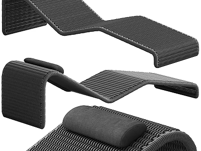 Ergonomic Woven Lounge Chair With Adjustable Backrest And Soft Comfortable Cushion 3d model