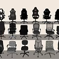Modern Office Chairs With Ergonomic Design Various Styles And Comfortable Features 3d model