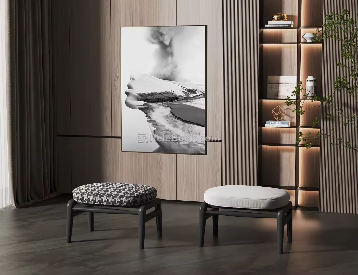 Modern Sofa Stool Low Stool 3d model