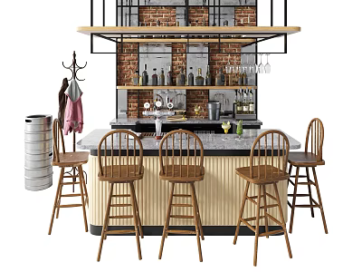 Modern Bar Chair Combination Bar Counter 3d model Modern Bar Chair Combination Bar Counter 3d model