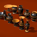 Decorative Black And Gold Greek Style Ceramic Vases And Bowls For Home