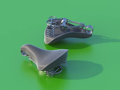 Other Mechanical Metal Parts With Spring Coils And Ring Structures On Green Background 3d model