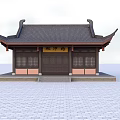 Ancient Chinese Traditional Architecture With Curved Eaves Tiled Roof And Wooden Structure