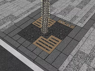 Urban Tree Pit Design With Gray Paving Decorative Grilles And Square Pattern 3d model