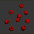 Juicy Fresh Red Tomatoes Floating in Mid Air With Glossy Surface Against Dark Background