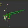 Mythical Aquatic Creature With Shiny Blue Green Scales Open Mouth And Floating Debris