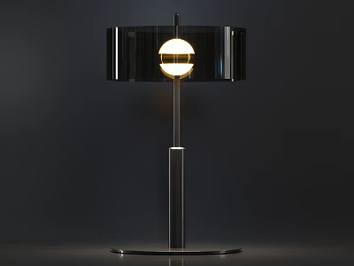 Modern Stylish Table Lamp With Black Cylindrical Shade Metal Base And Warm Light 3d model