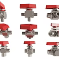 Different Types of Metal Pipe Valves With Red Handles for Industrial Use