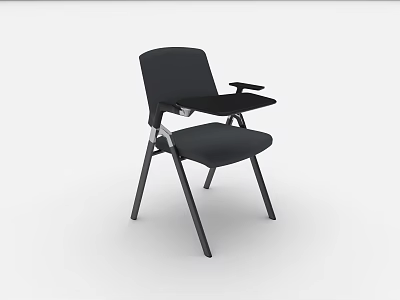 Black Folding Office Chair With Attached Tray Table For Work Use 3d model