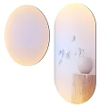 Modern Oval Mirror Design With Potted Plant Vase And Wooden Stump