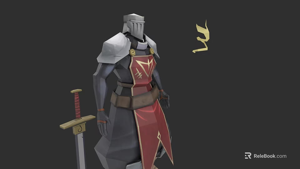 Medieval Knight Armor With Red Emblem Tunic And Warrior Clothing Design 3d model 
