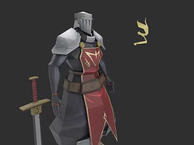Medieval Knight Armor With Red Emblem Tunic And Warrior Clothing Design 3d model
