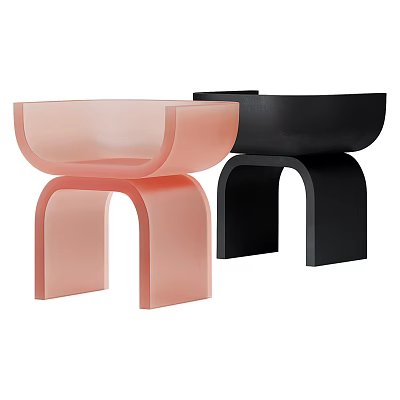Modern Accent Chairs In Pink And Black With Arched Structure And Sleek Design 3d model