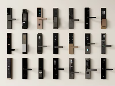 Modern Smart Door Handles With Digital Keypads Various Styles And Metallic Finishes 3d model