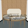 Modern Circular Display Shelves With Glass Cases Metal Frames And Displayed Items 3d model