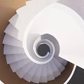 Modern Spiral Staircase With White Structure Wooden Steps And Blue Sky