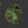 Modern Stylish Sporty Watch with Green Silicone Strap and Black Dial