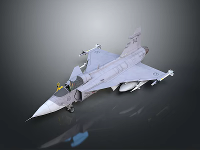 Realistic Gray Fighter Jet Model With Cockpit Weapons And Detailed Wings 3d model