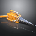Yellow Electric Handheld Power Tool With Metal Handle And Spiral Drill Bit