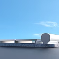 Solar Power System Featuring Panels And Cylindrical Collector On Concrete Platform