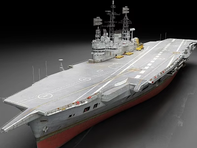 Large Aircraft Carrier With Flight Deck Island And Naval Radar Systems 3d model