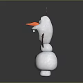 Cheerful Olaf Snowman Character With Carrot Nose Stick Arms And Stone Buttons