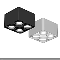 Square Black and Silver Downlights With Four Lights Modern Ceiling Lighting Design 3d model