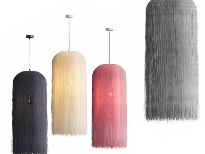 Modern Decorative Pendant Lights with Navy Blue Cream Pink Gray Fringed Design for Home Interior 3d model