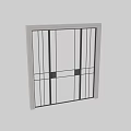 Modern Hinged Door With Metal Frame And Vertical Slats In Interior Space 3d model