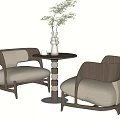 New Chinese Style Casual Table and Chair Combination Casual Table and Chair 3d model