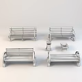 Outdoor Wooden Benches With Metal Armrests Modern Design For Garden Patio Use