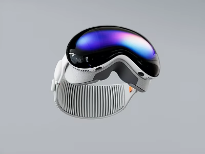Smart VR Headset With Modern Design White Striped Strap And Colorful Reflective Lens 3d model