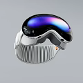 Smart VR Headset With Modern Design White Striped Strap And Colorful Reflective Lens