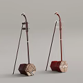 Traditional Chinese Erhu Musical Instruments With Decorative Sound Boxes And Intricate Wooden Craftsmanship