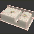Other White Double Compartment Container With Circular Emblems On Each Section 3d model
