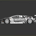 Black and White Racing Car with Rear Wing Blancpain Logo and Number 23