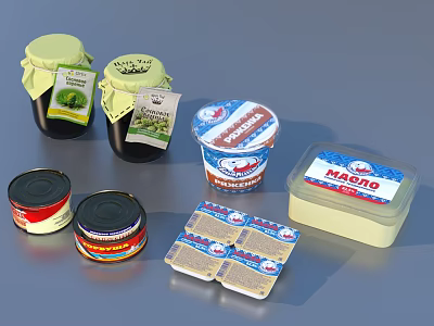Various Household Kitchen Food Storage Items Including Jars Cans And Containers 3d model